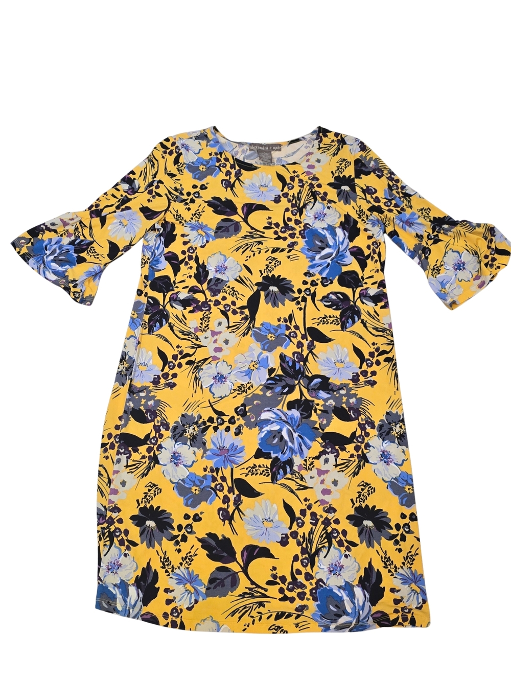 Alexandra + Oak Yellow Floral Midi Dress